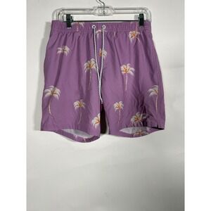 Bonobos Mens Purple Palm Tree Print Swim Trunks 7 Inch Inseam Medium